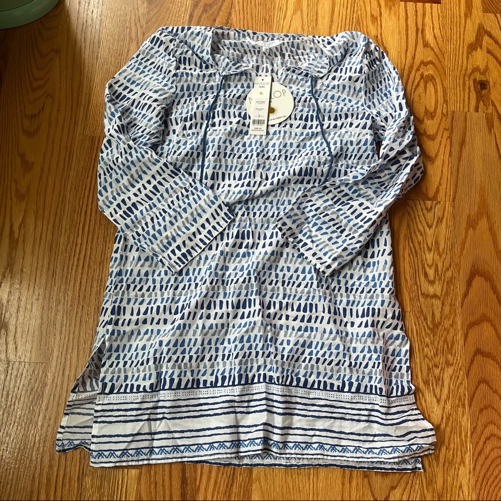 Nvelop Sun blue and white print swim beach coverup size small